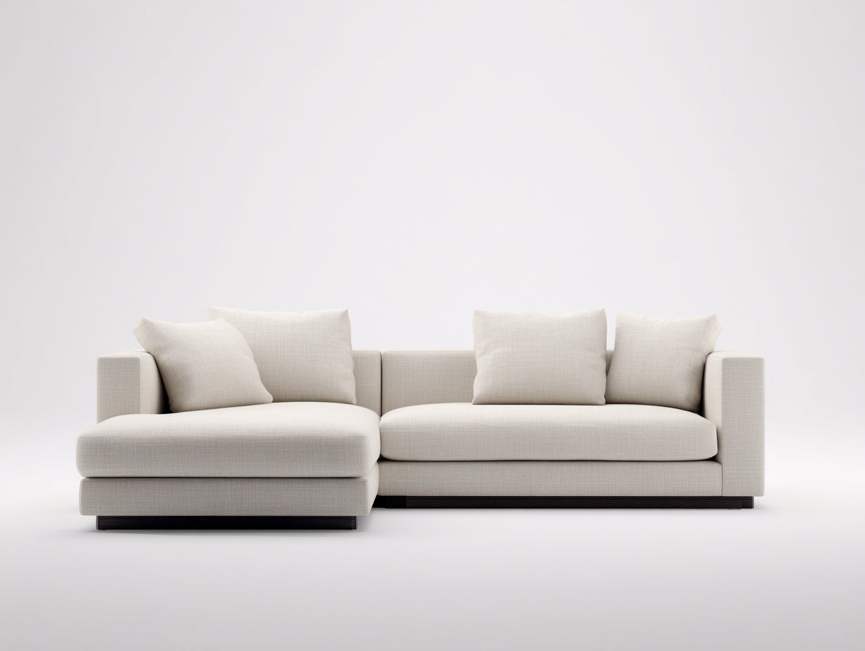 Ecksofa Strukturstoff 300x170x75 cm - Creme Beige - modern mit Ottomane