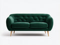 Zweisitzer Sofa Samtstoff 190x84x77 cm - Dunkelgrün - Retro Stil mit Holzbeinen
