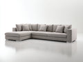 Ecksofa aus Strukturstoff 325 x 185 x 86 cm - Beige und Silberfarben - Großzügige Polsterung mit Ottomane