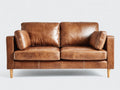 Zweisitzer Sofa Lederoptik ca. 175 x 90 x 84 cm - Cognacbraun - Modernes Design mit Holzfüßen