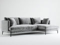 Ecksofa mit Cordbezug 290 x 170 x 85 cm - Hellgrau - modernes Lounge-Design mit schwarzen Metallfüßen für Wohnzimmer