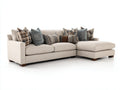 Ecksofa aus Strukturstoff 290 x 170 x 84 cm - Beige und Braun - Gepolsterte Sitzfläche mit Ottomane