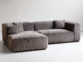 Ecksofa mit Cordbezug 280 x 175 x 78 cm - Grau - modernes Lounge-Design für Wohnzimmer