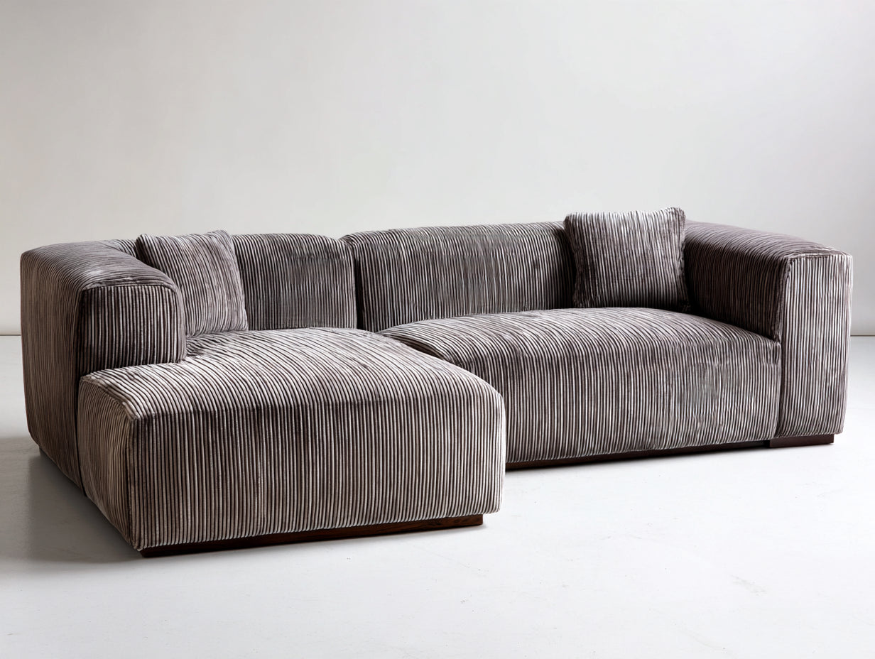 Ecksofa mit Cordbezug 280 x 175 x 78 cm - Grau - modernes Lounge-Design für Wohnzimmer