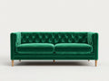 Zweisitzer Sofa mit Samtstoffbezug 208 x 88 x 82 cm - Smaragdgrün - Chesterfield Design mit Knopfheftung und holzfarbenen Füßen