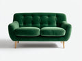 Zweisitzer Sofa Samtstoff ca. 160 x 86 x 83 cm - Dunkelgrün - Retrodesign mit Knopfheftung und Holzfüßen