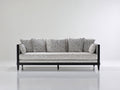 Gartensofa Metallgestell Webstoff ca. 210 x 82 x 83 cm - Cremeweiß Schwarz - Modernes Design für Terrasse und Wintergarten