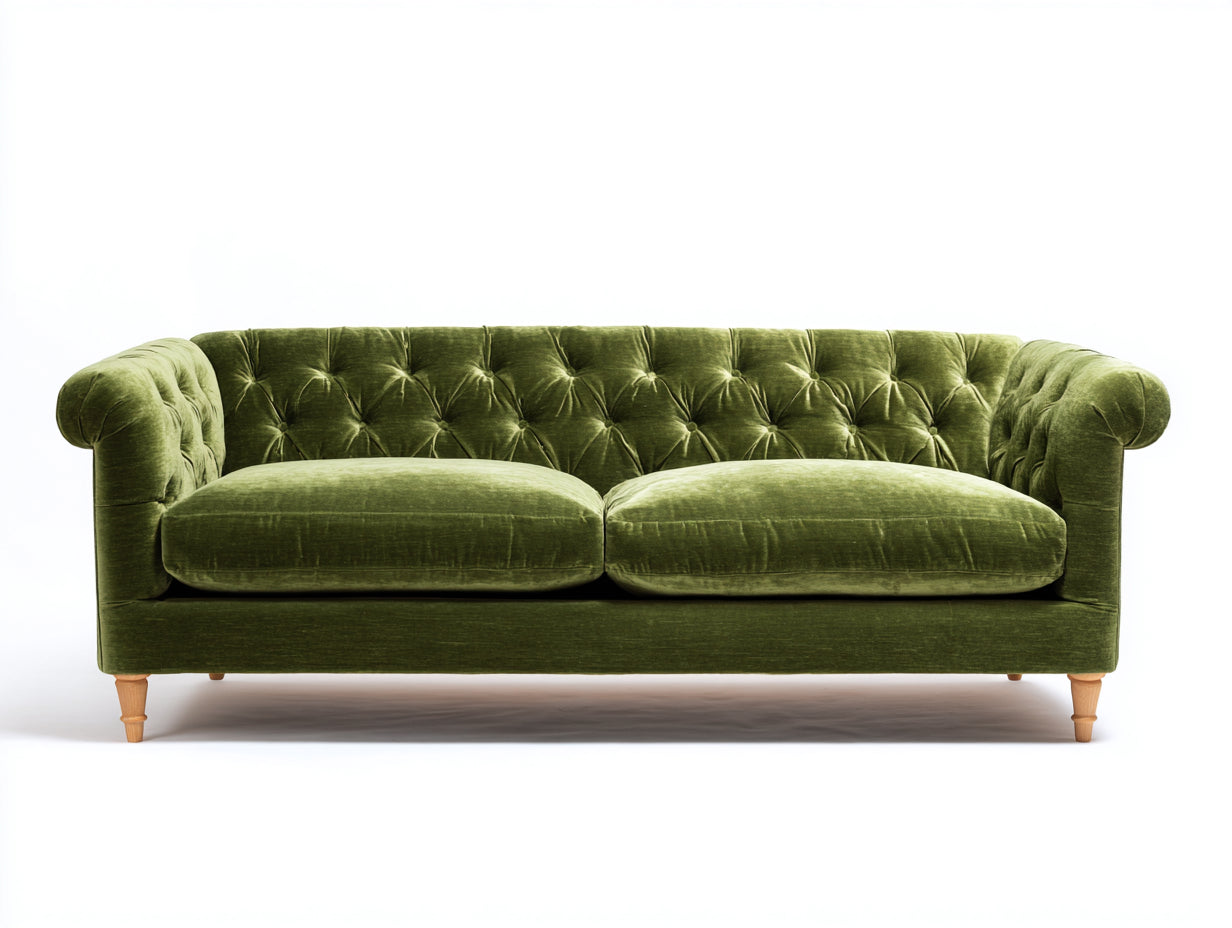 Zweisitzer Sofa Samtstoff 210x90x78 cm - Olivgrün - Chesterfield Stil