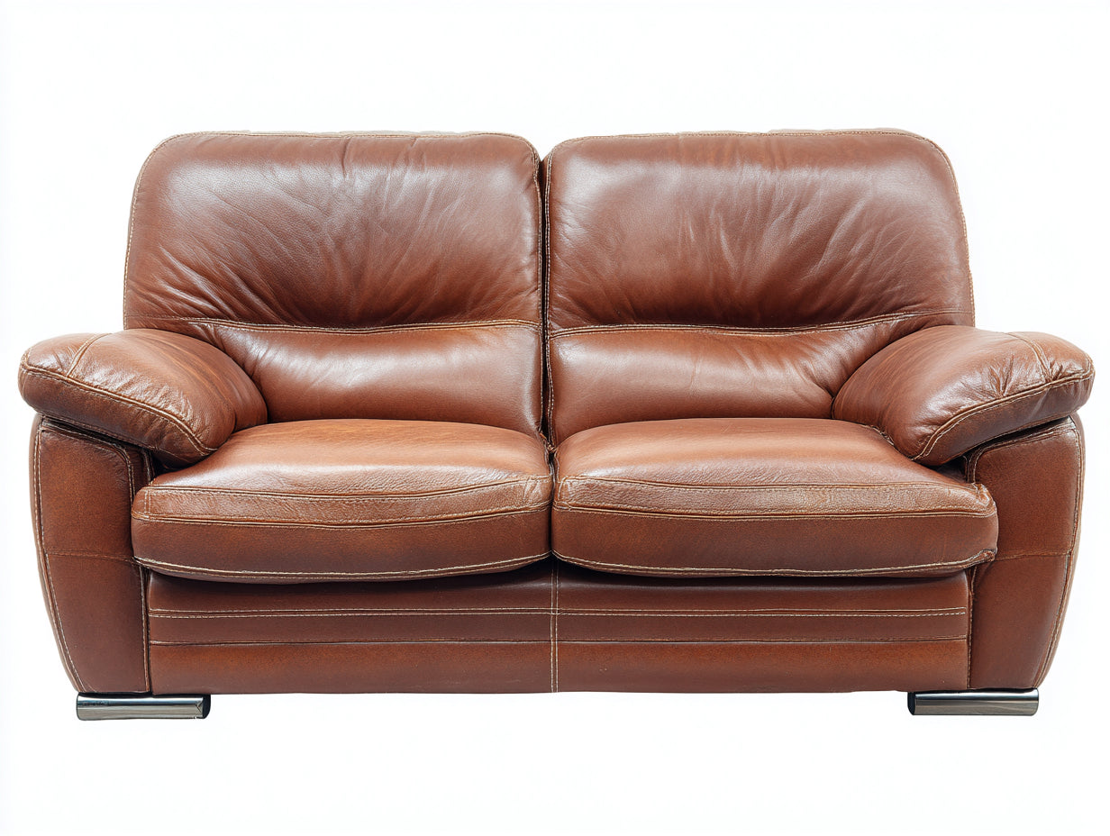 Zweisitzer Sofa Lederoptik ca. 170 x 95 x 93 cm - Braun - Klassisches Design mit gepolsterten Armlehnen