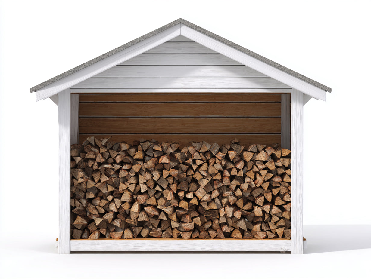 Kaminholzregal aus Holz 180 x 85 x 205 cm - Weiß und Braun - überdachtes Einzelfach-Design für Garten und Terrasse