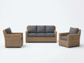 Gartensofa-Set mit Geflecht in Rattanoptik 195 x 82 x 88 cm - Naturbraun und Anthrazit - 3-teiliges Lounge-Design für Terrasse und Garten