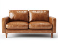 Zweisitzer Sofa mit Bezug in Lederoptik 183 x 88 x 86 cm - Cognacbraun - Modernes Polstersofa mit Holzfüßen für Wohnzimmer