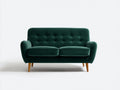 Zweisitzer Sofa mit Samtbezug 178 x 88 x 88 cm - Dunkelgrün - Retro-Design mit Knopfheftung und Holzfüßen für Wohnzimmer