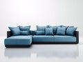 Ecksofa mit Stoffbezug 319 x 178 x 88 cm - Blau und Schwarz - Gepolsterte Wohnlandschaft im modernen Design