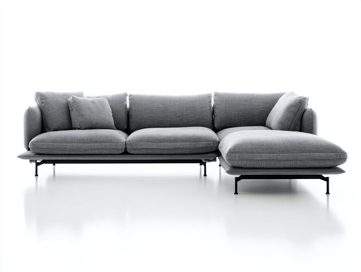 Ecksofa Webstoff 320x165x76 cm - Hellgrau - modern mit Metallbeinen