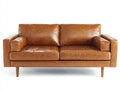 Zweisitzer Sofa Lederoptik ca. 180 x 90 x 85 cm - Cognacbraun - Vintage-Design mit Holzfüßen