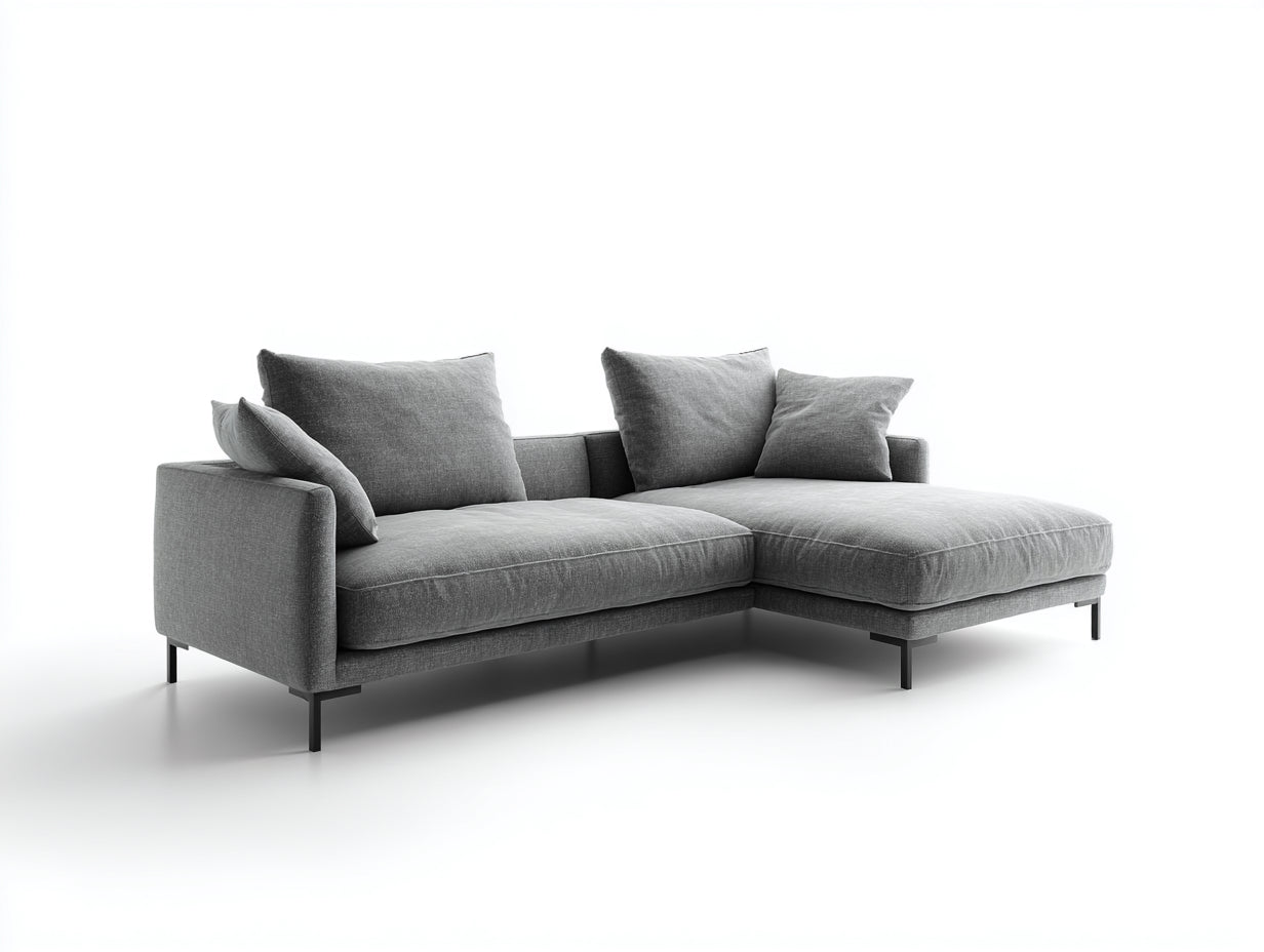 Ecksofa aus Webstoff 278 x 165 x 85 cm - Grau und Schwarz - Moderne Polsterung mit Ottomane