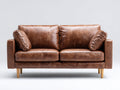 Zweisitzer Sofa aus Kunstleder 185 x 88 x 84 cm - Braun und Hellbraun - Gepolstertes Retrodesign mit Holzfüßen
