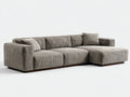 Ecksofa Cordstoff ca. 285 x 175 x 78 cm - Graubeige - Modernes Design mit breiter Ottomane
