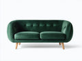 Zweisitzer Sofa aus Samt 205 x 90 x 84 cm - Dunkelgrün und Hellbraun - Abgerundetes Retrodesign mit Knopfheftung