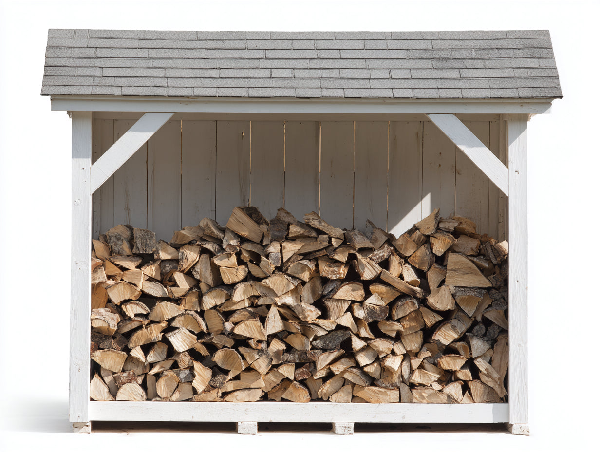 Kaminholzregal Holz ca. 180 x 70 x 180 cm - Weiß-Grau - Überdachtes Design mit Rückwand