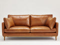 Zweisitzer Sofa mit Bezug in Lederoptik 205 x 95 x 88 cm - Cognacbraun - modernes Retro-Design mit Holzrahmen und Holzfüßen für Wohnzimmer