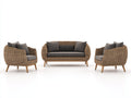 Gartensofa Set Rattan 180x75x80 cm - Naturfarben Grau - modern für Terrasse