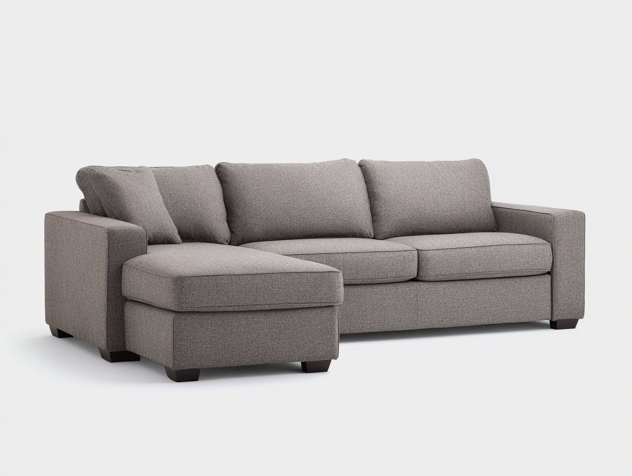 Ecksofa Webstoff 305x180x82 cm - Grau - modern mit Ottomane