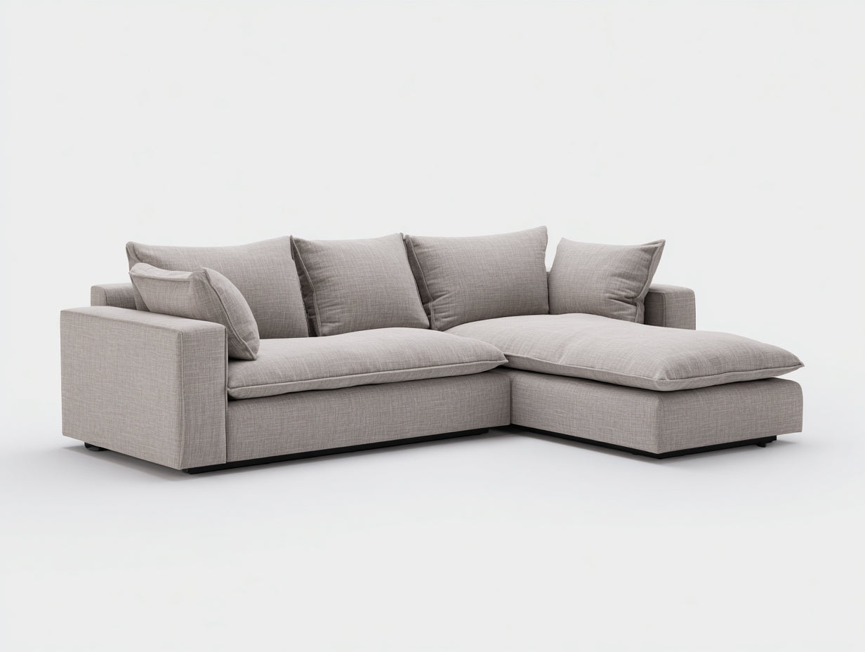 Ecksofa Webstoff ca. 280 x 175 x 85 cm - Hellbeige - Modernes Design mit Ottomane